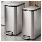 Two Stainless Steel Step Trash Cans