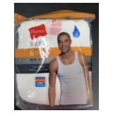 Pack of Six Hanes White Tanks - Medium