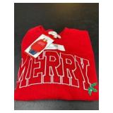 Red Christmas Sweater with 'Merry' Text