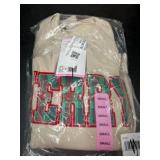 Beige Hoodie With 'Merry' Design, Size Small