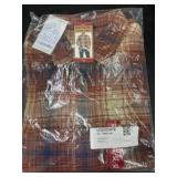 Men's XL Plaid Shirt in Orange and Blue