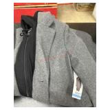 Grey DKNY Hooded Coat, Large Size