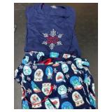 Holiday Pajama Set, XXL, Snowflake and Globe Patte