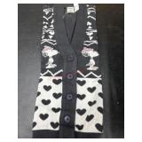 Black Cardigan With Snoopy and Hearts Design