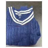 Navy Blue Sweater With White Trim