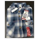 Men's Blue Plaid Button-Up Shirt, XL