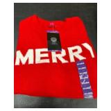 Unisex Red Sweater with 'Merry' Print