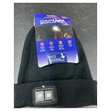 Black LED Headlamp Beanie Hat