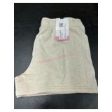 Beige Elastic Waist Shorts With Label
