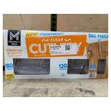 360-Piece Clear Plastic Cutlery Set