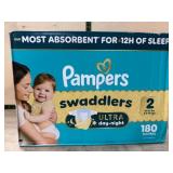 180 Pampers Swaddlers Diapers, Size 2