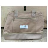 Beige Canvas Bag With Zippered Pockets