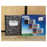 Composition Notebook and Expo Markers Set