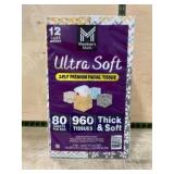 12 Boxes of 3-Ply Facial Tissue, 960 Sheets