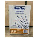 Hefty Translucent Jumbo Straws, 2500 Count