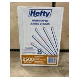 Hefty Unwrapped Jumbo Plastic Straws, 2500 Count