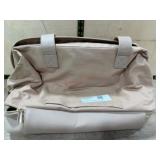 Beige Fabric Tote Bag With Zipper Closure