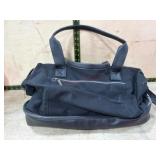 Black Canvas and Faux Leather Tote Bag