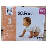 Size 3 Premium Diapers, 222 Count