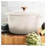 White Enameled Cast Iron Dutch Oven with Lid