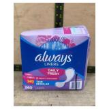 Always Daily Fresh Thin Regular Liners, 240 Ct
