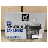 320 Commercial Can Liners, 33-Gallon Capacity