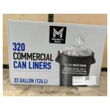 320 Commercial Can Liners, 33 Gallon Capacity