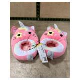 Pink Unicorn-Themed Plush Slippers, Size 11/12
