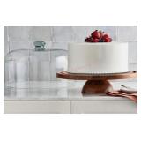 Wood Cake Stand with Glass Dome
