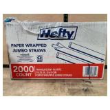 Hefty Paper-Wrapped Jumbo Straws, 2000 Count