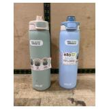 2 Plastic Water Bottles With Flip Lids