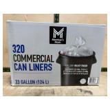 320 Commercial Can Liners, 33-Gallon Capacity