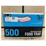 500 Polycoated Paper Food Trays, 3 lb Capacity
