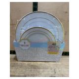 Disposable Plates Set with Gold Trim, 48 Pieces
