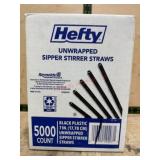Hefty Unwrapped Black Plastic Stirrer Straws