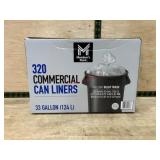 320 Commercial Can Liners, 33 Gallon Capacity