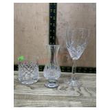 Waterford Stem goblet, bar glass and small vase