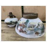 White with swan painting hurricane lamp shade