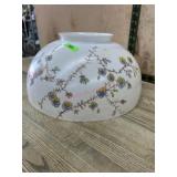 White with floral print hurricane lamp shade