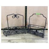 2- Decorative wrought iron flatware stand and
