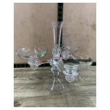 Cambridge glass epergne with vase and bowls