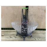 Silver plate bride basket stand with oval bowl