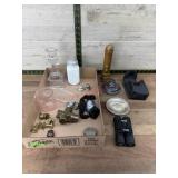 Flat with brass figures, Flash light, candle