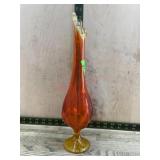 Viking orange Swung vase 14 inch tall
