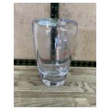 Orrefors crystal vase with etched girl with bird