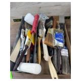 Flat of paint brushes, and paint supplies