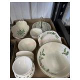 8 Lenox Holiday serving dishes and tier tray