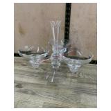Cambridge glass epergne with vase and bowls