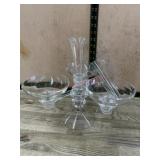 Cambridge glass epergne with 2 vases