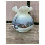 Hand painted Fenton Hurricane lamp shade (small